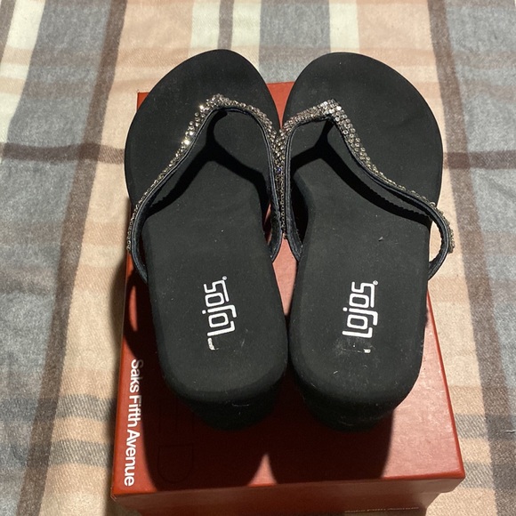 Black Crystal and Metal Studs Sparkling Platform Sandals - Picture 6 of 14